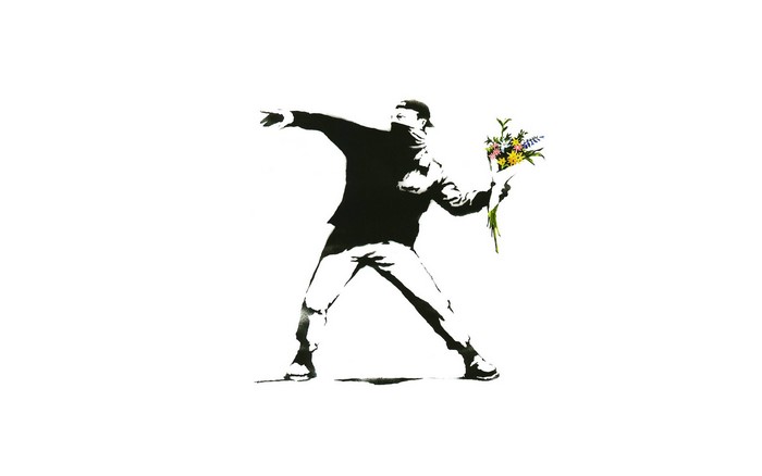 Banksy's Flower Thrower graffiti art