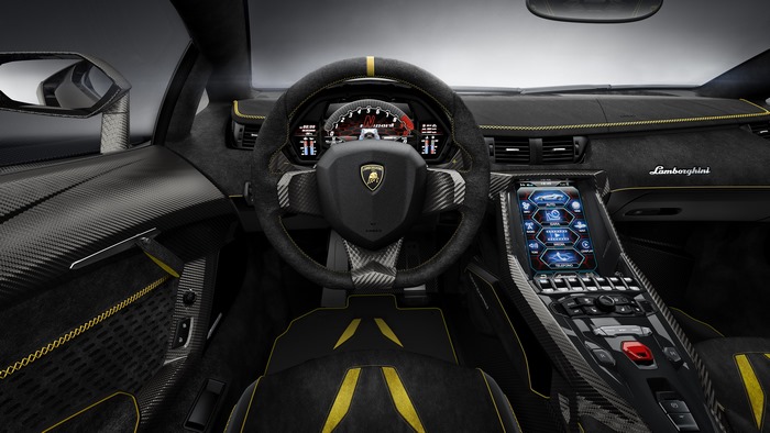 Lamborghini Centenario LP770-4 car interior dashboard and steering wheel