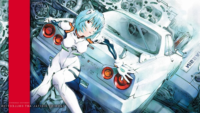 Rei Ayanami from Neon Genesis Evangelion with Nissan Skyline GT-R