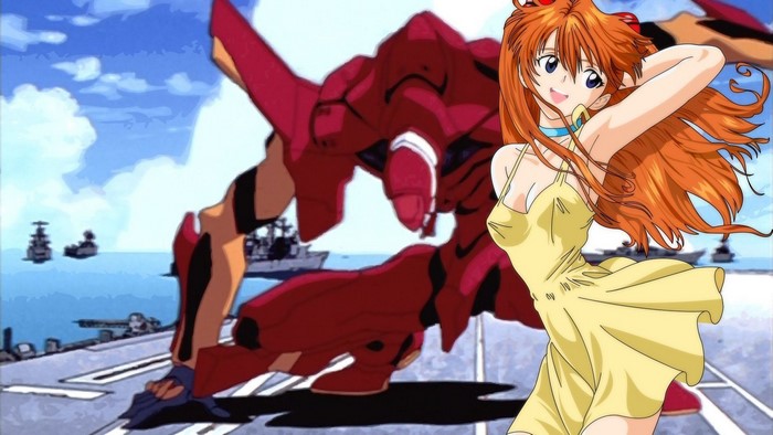 Asuka Langley Soryu from Neon Genesis Evangelion with Eva Unit 02