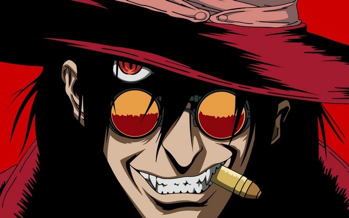 Alucard from Hellsing with a cigar