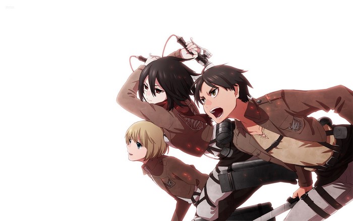 Eren, Mikasa, and Armin from Attack on Titan