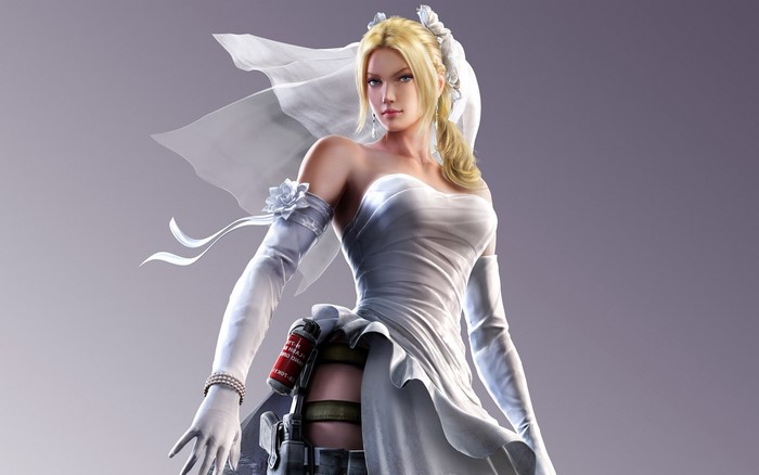 Nina Williams from Tekken in a wedding dress