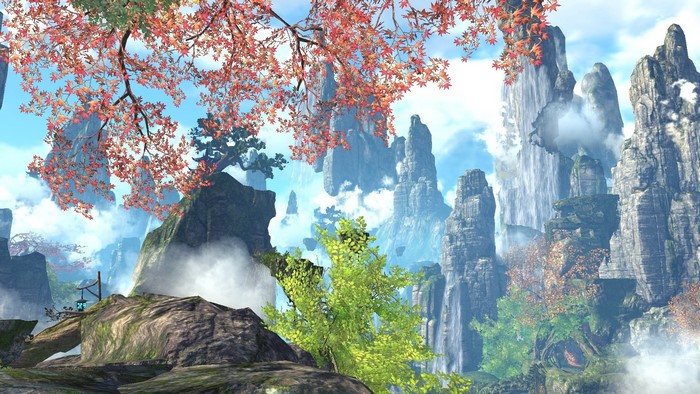 Blade & Soul floating mountains with waterfalls and trees