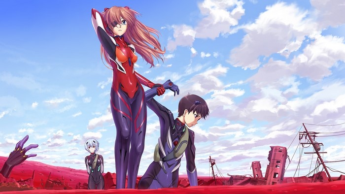 Asuka, Shinji, and Rei from Neon Genesis Evangelion