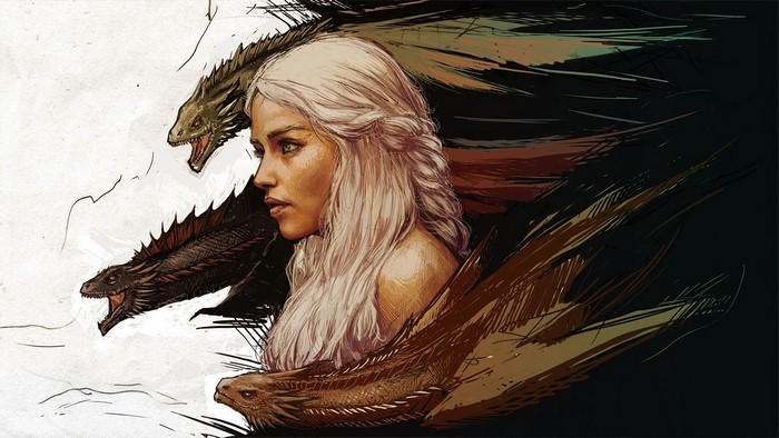 Daenerys Targaryen with Dragons from Game of Thrones