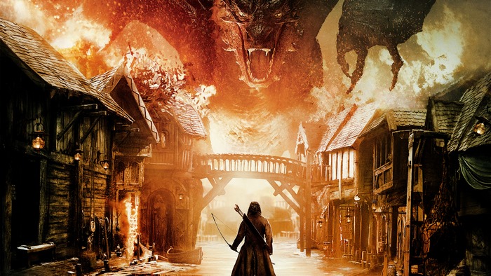 Smaug attacking Laketown from The Hobbit