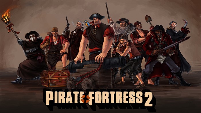 Pirate Fortress 2 characters with cannon and treasure chest