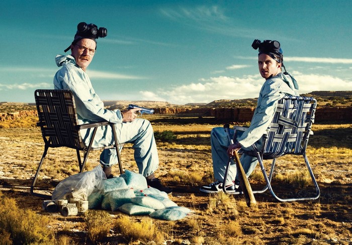 Walter White and Jesse Pinkman from Breaking Bad in desert