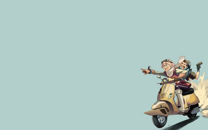 Haruko and Naota from FLCL riding a Vespa