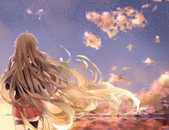 IA from Vocaloid looking at the sky