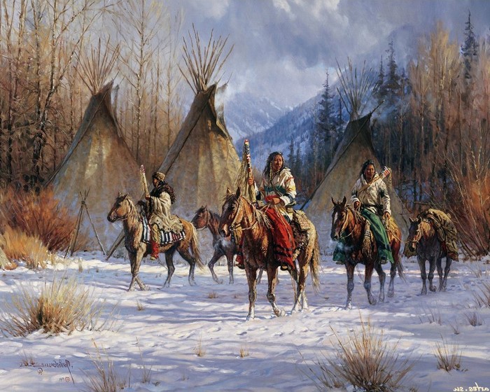 warrior, Native Americans, artwork, men, horse, HD Wallpaper | Rare Gallery