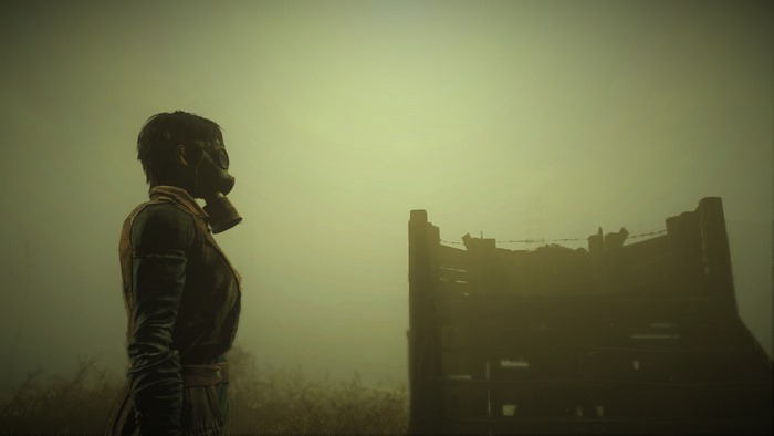 Woman in gas mask from Fallout 4