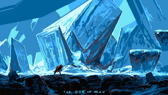 The Sin of Man pixel art by Noah Bradley