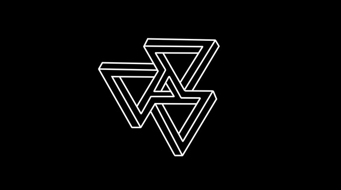 Abstract optical illusion of interlocking triangles