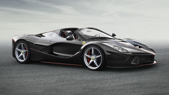 Black Ferrari LaFerrari Aperta convertible sports car