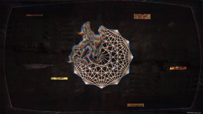 Abstract geometric and glitch art