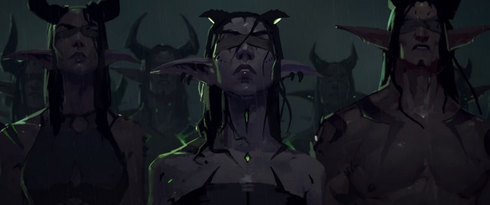 Demons with blindfolds and horns in World of Warcraft