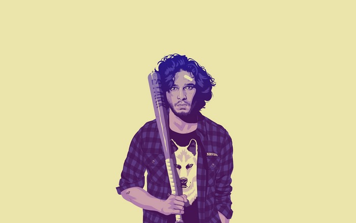 Jon Snow from Game of Thrones with a baseball bat