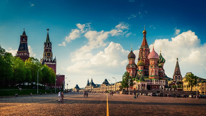 Saint Basil's Cathedral and Kremlin Towers, Moscow, Russia