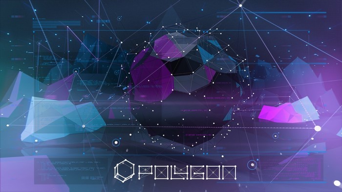 Polygon digital art with geometric shapes and network lines