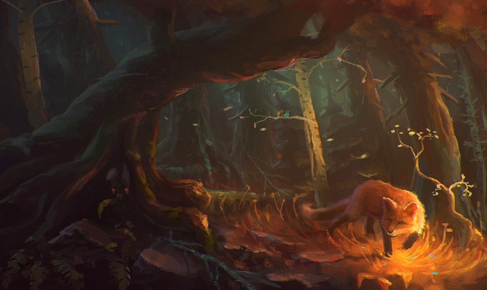 Mystical Fox in Enchanted Forest