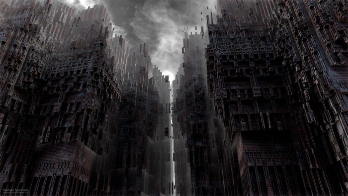 Gothic digital art of a dystopian city