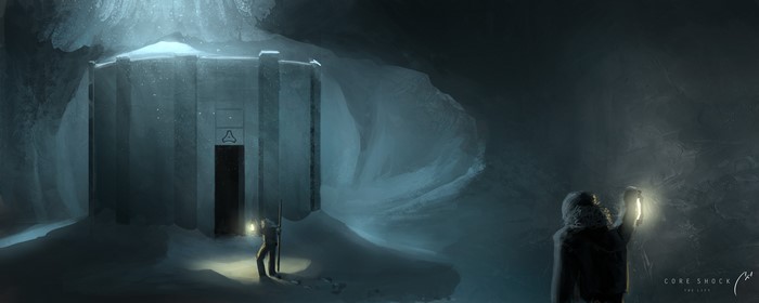 Fantasy art of cave exploring