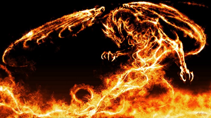 Fiery Dragon in Blazing Flames