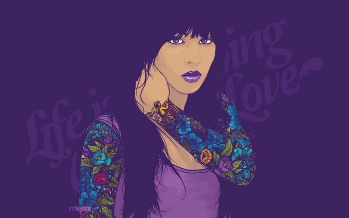 Woman with floral tattoos by Jared Nickerson