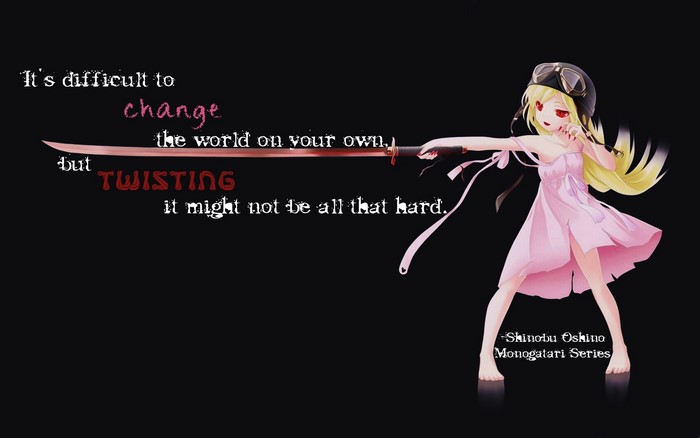 Shinobu Oshino from Monogatari Series with a sword