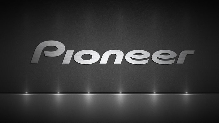 Pioneer logo on a dark textured background