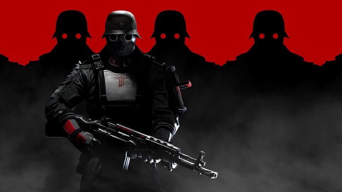 Wolfenstein: The New Order soldier with red background