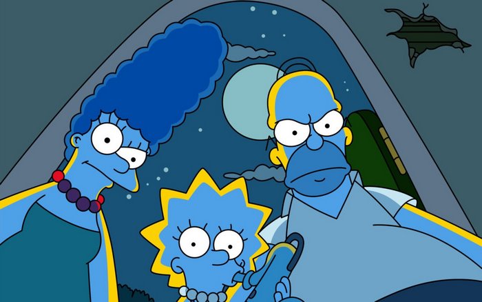 The Simpsons characters in blue