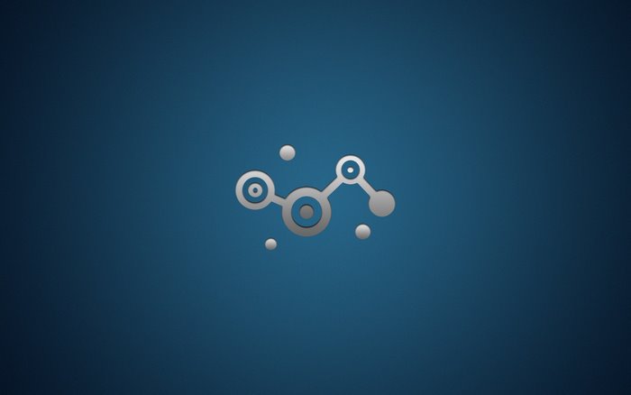Abstract molecular structure on blue background