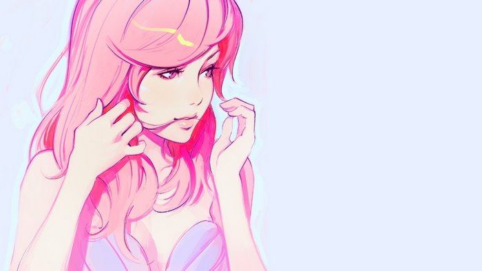 Artwork of a woman with pink hair by Ilya Kuvshinov