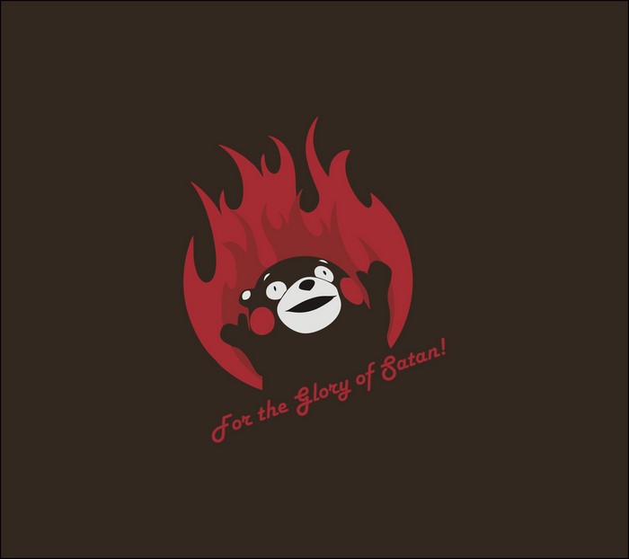 Kumamon in flames for the glory of Satan
