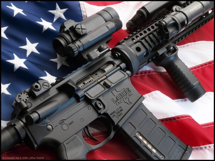 LaRue Tactical rifle on American flag