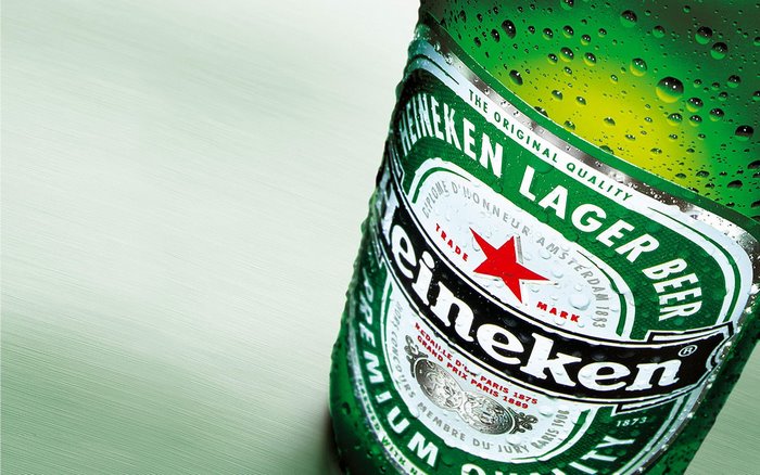 Heineken Lager Beer bottle with water droplets
