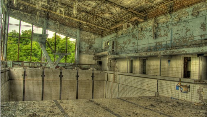 Abandoned swimming pool in Chernobyl, Pripyat