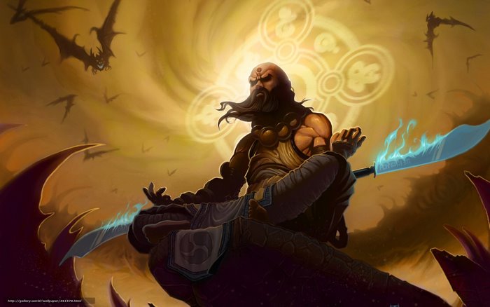 Monk from Diablo III with glowing sword