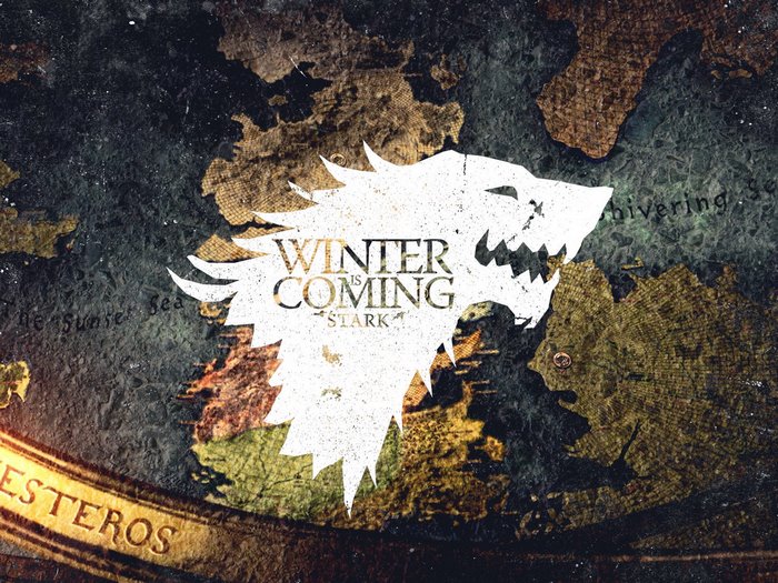 Game of Thrones Stark Wolf and Westeros Map