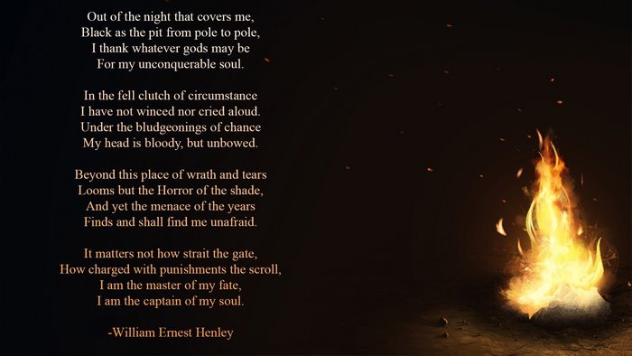 Invictus Poem by William Ernest Henley with Fire