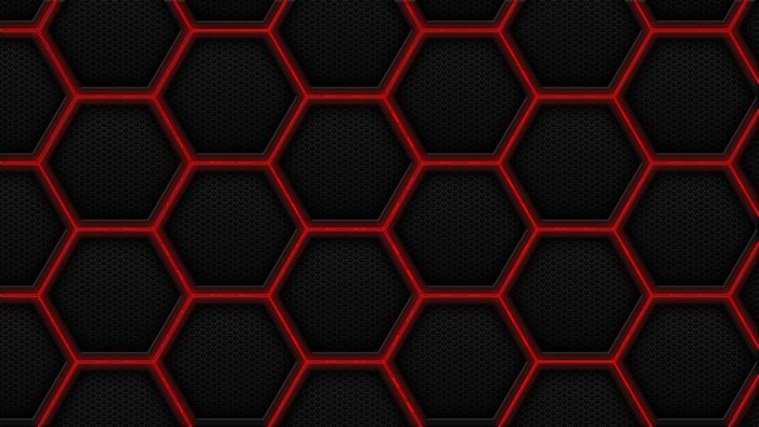 Abstract Hexagon Pattern with Red Glow