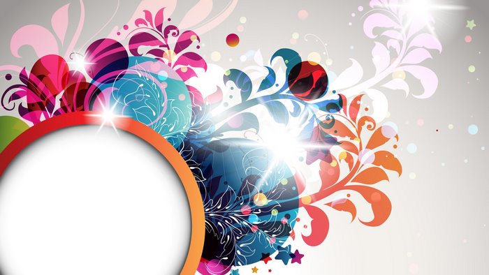 Abstract floral digital art with circular frame