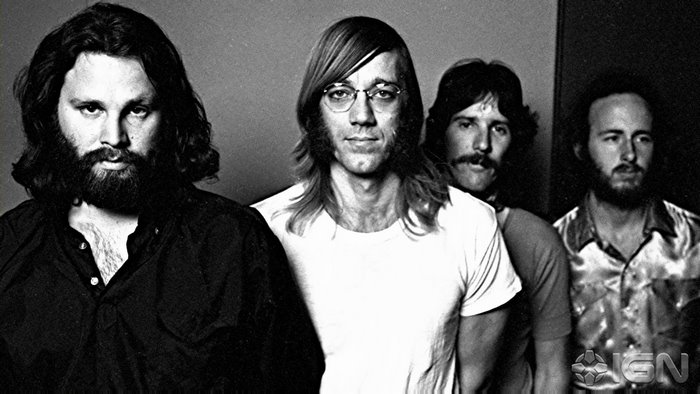 The Doors band members in monochrome