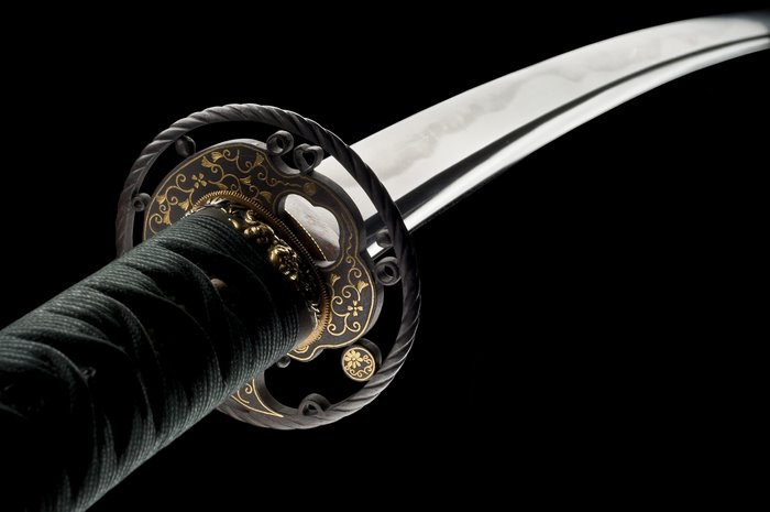 Close-up of a Japanese katana sword