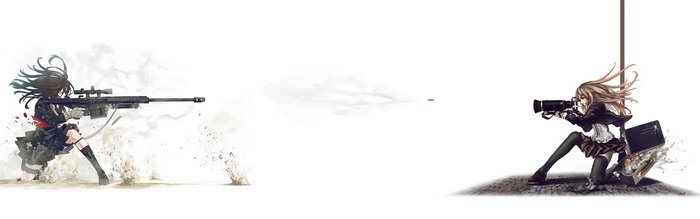 Anime girls with sniper rifle and camera