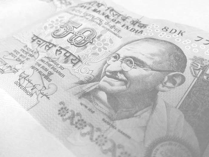 Fifty Indian Rupees Banknote with Mahatma Gandhi