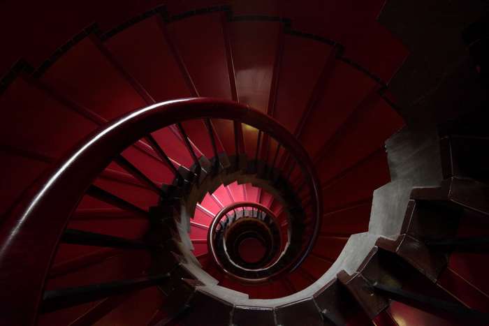 Red spiral staircase